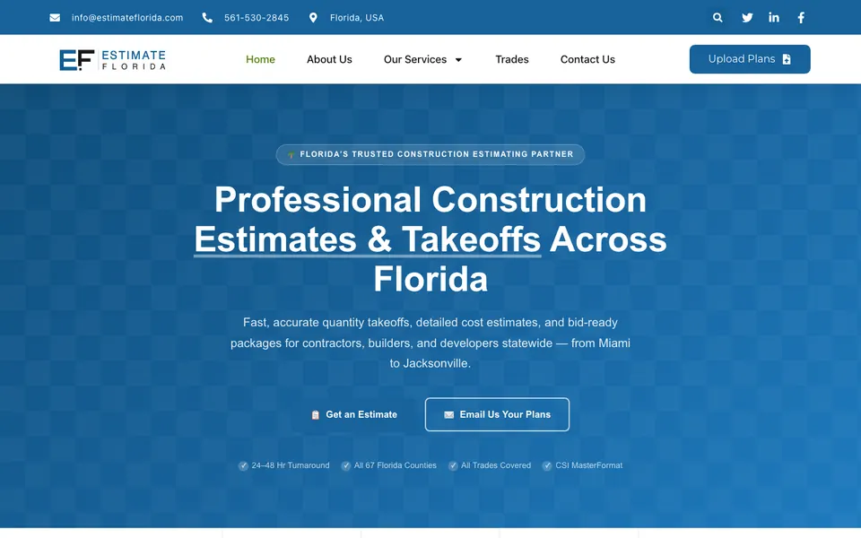 Estimate Florida Consulting website home page