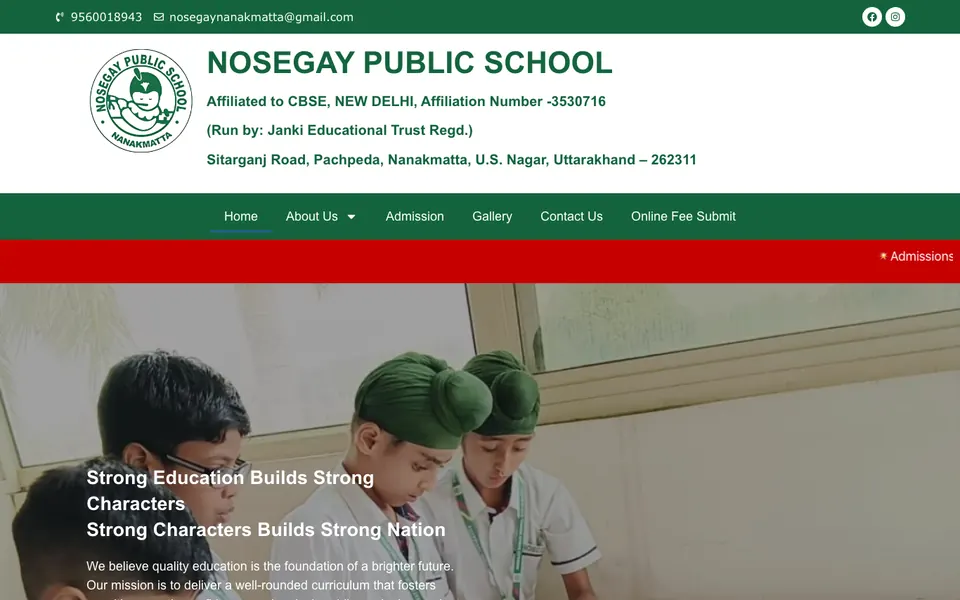 Nosegay Public School website home page