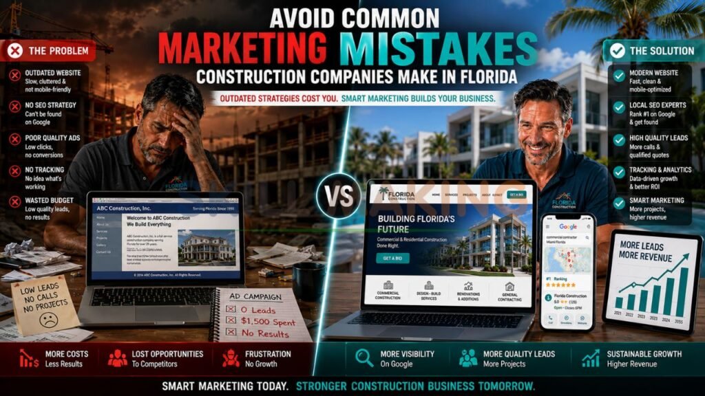 Florida construction company struggling with outdated marketing versus modern successful strategy
