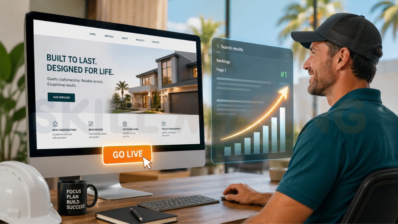 Contractor launching a new website with SEO growth and higher Google rankings