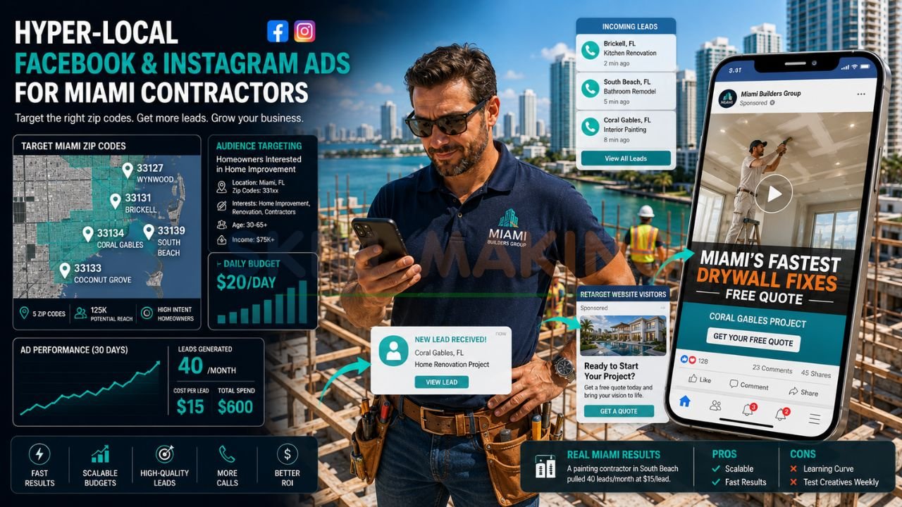 Miami construction contractor running targeted Facebook and Instagram ads for local zip codes