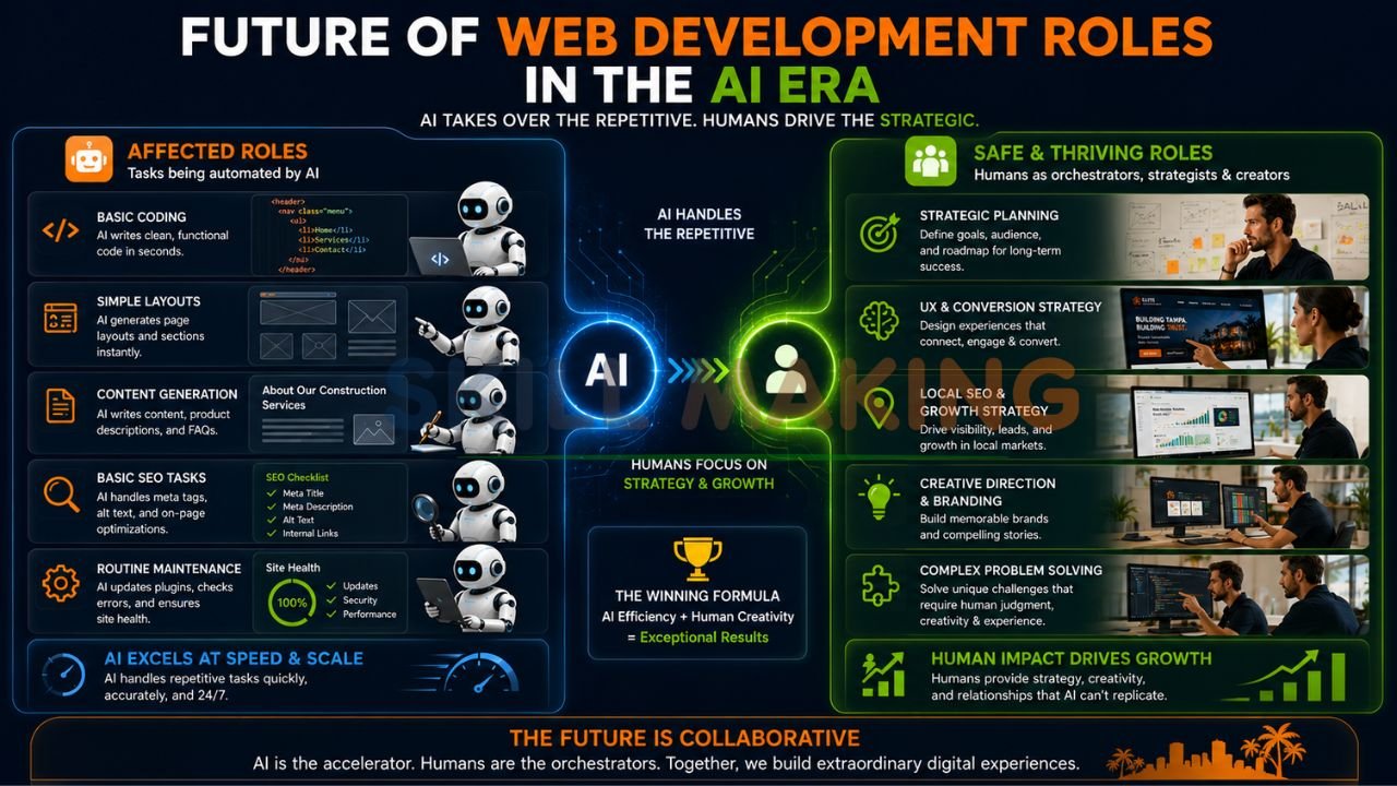 AI handling routine tasks while human developers focus on strategy and creativity
