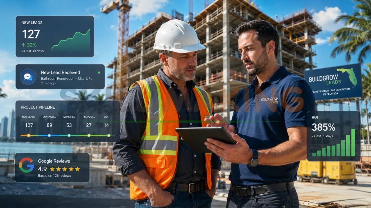 Construction lead generation agency helping Florida contractors increase leads, improve ROI, manage project pipelines, and generate more qualified construction customers