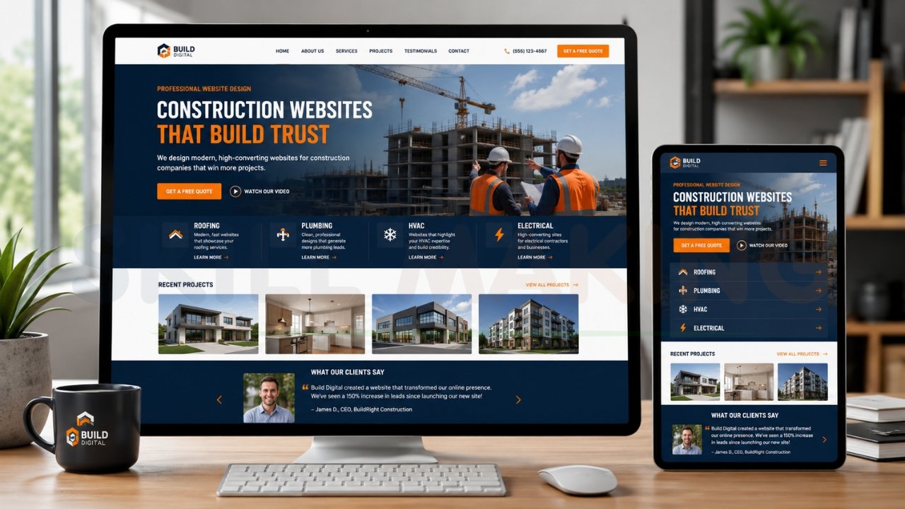 Responsive construction website design for contractors