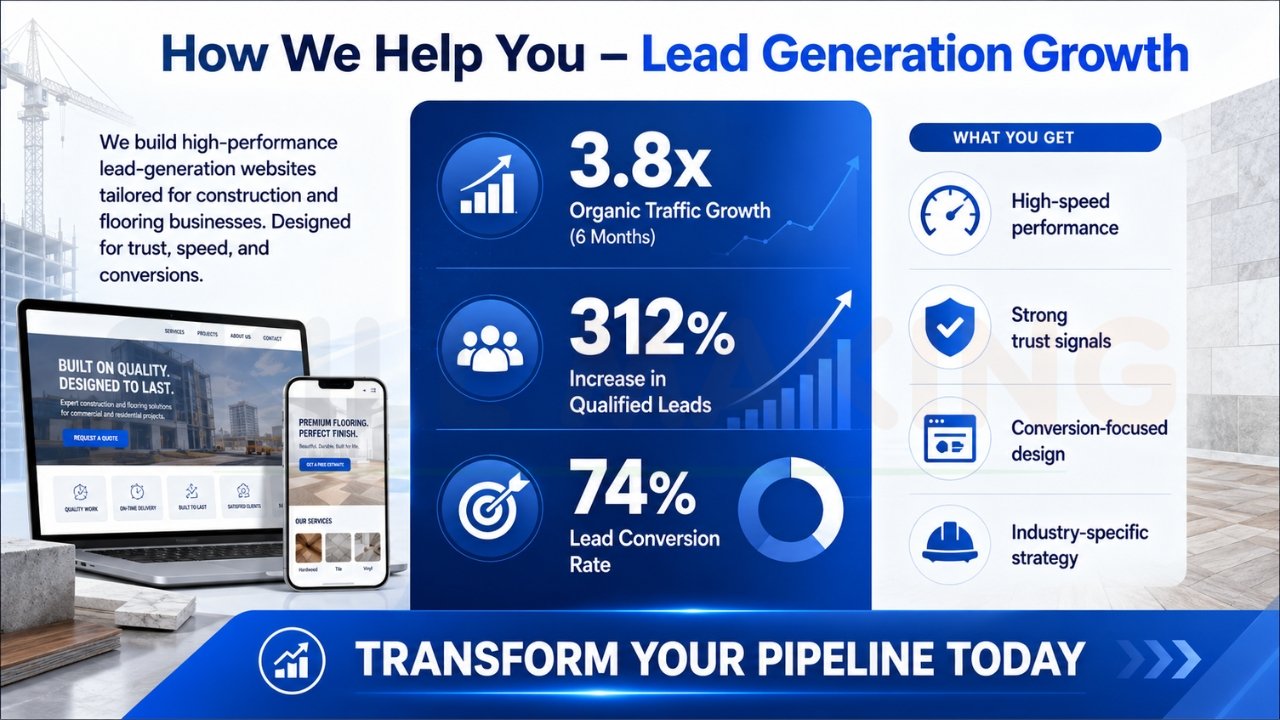 Lead generation growth infographic for flooring and construction business websites