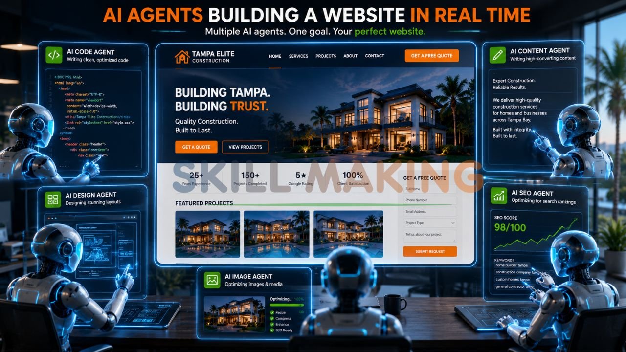 Multiple AI agents working together to generate a professional website