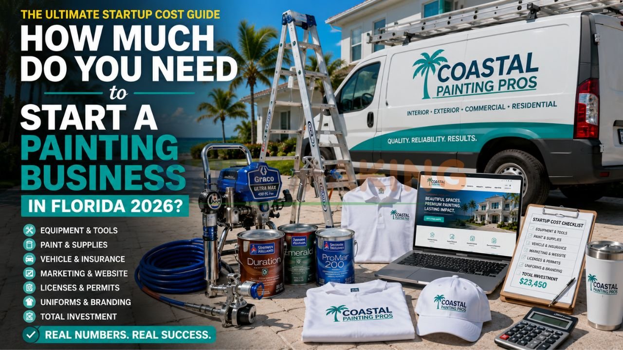 Professional painting contractor startup costs and equipment for launching a painting business in Florida