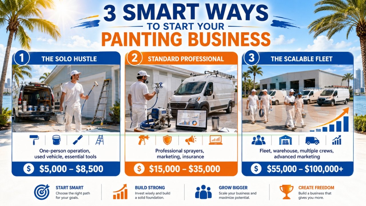 Painting business startup cost comparison infographic