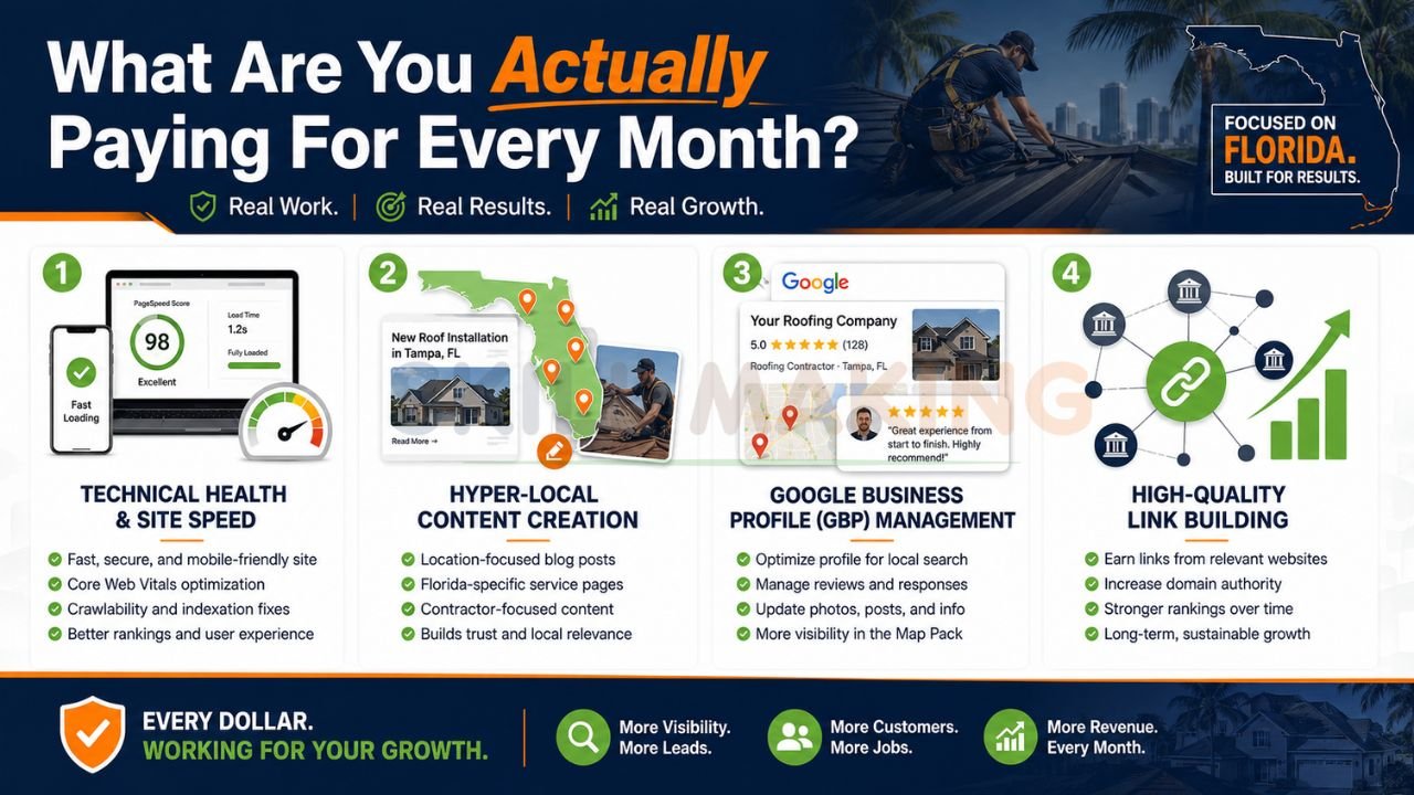 Monthly SEO service breakdown for Florida contractors and local businesses