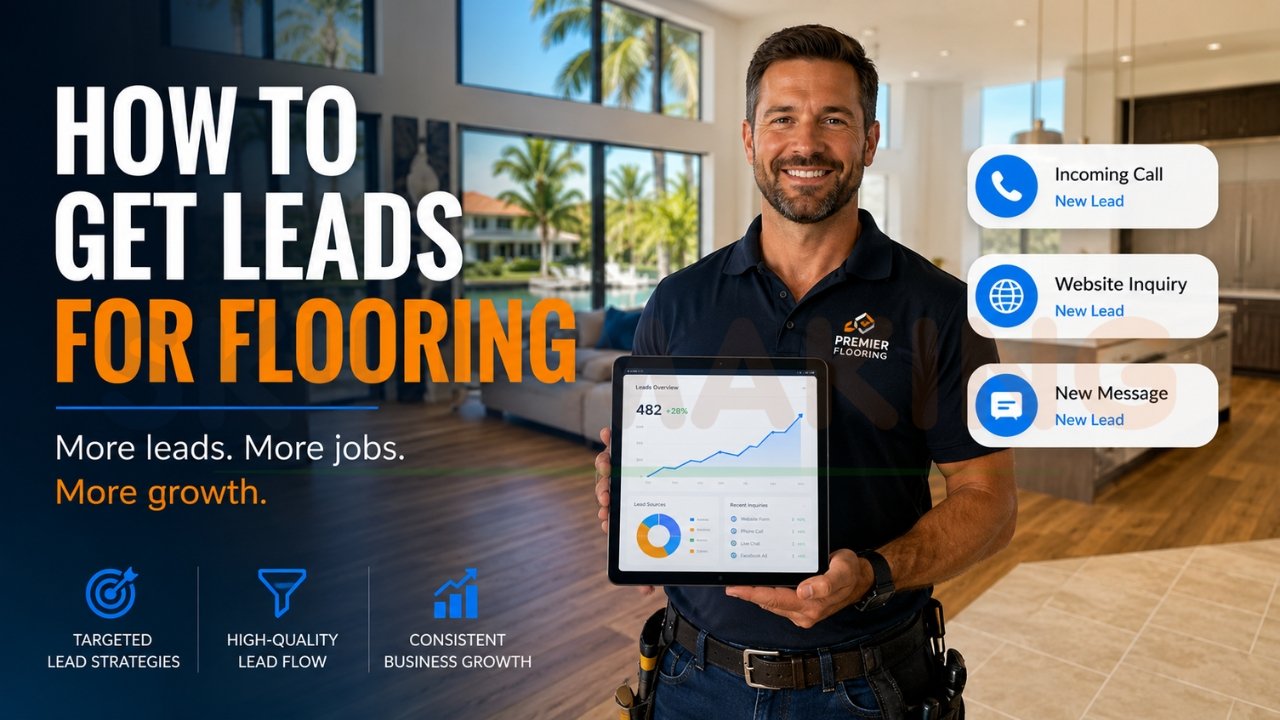 Flooring contractor showing lead generation dashboard with new customer inquiries