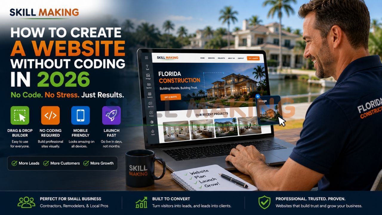Beginner creating a professional website without coding using no-code tools in 2026