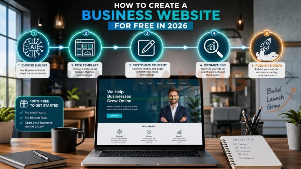 step by step guide to create a free business website using AI website builders in 2026