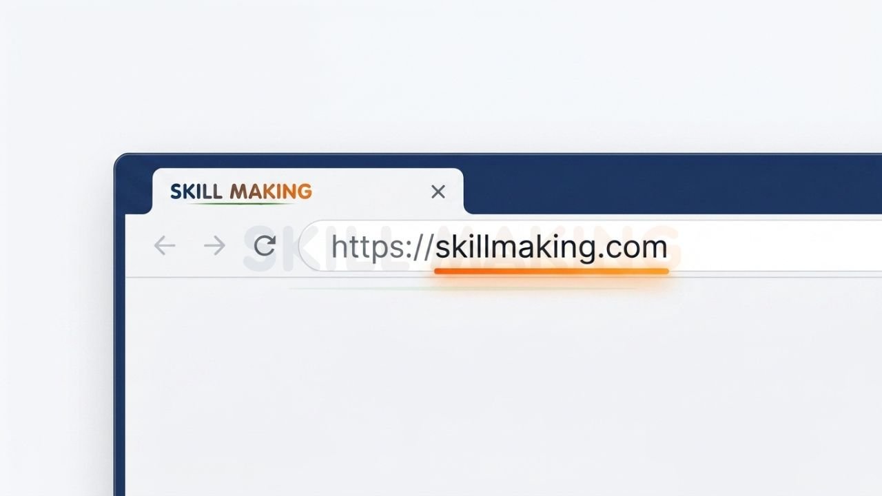 Close-up of browser address bar showing a clean website domain name