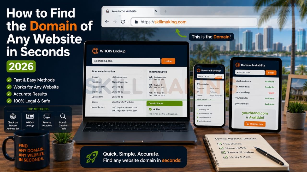 Easy domain lookup tools and browser address bar for website research