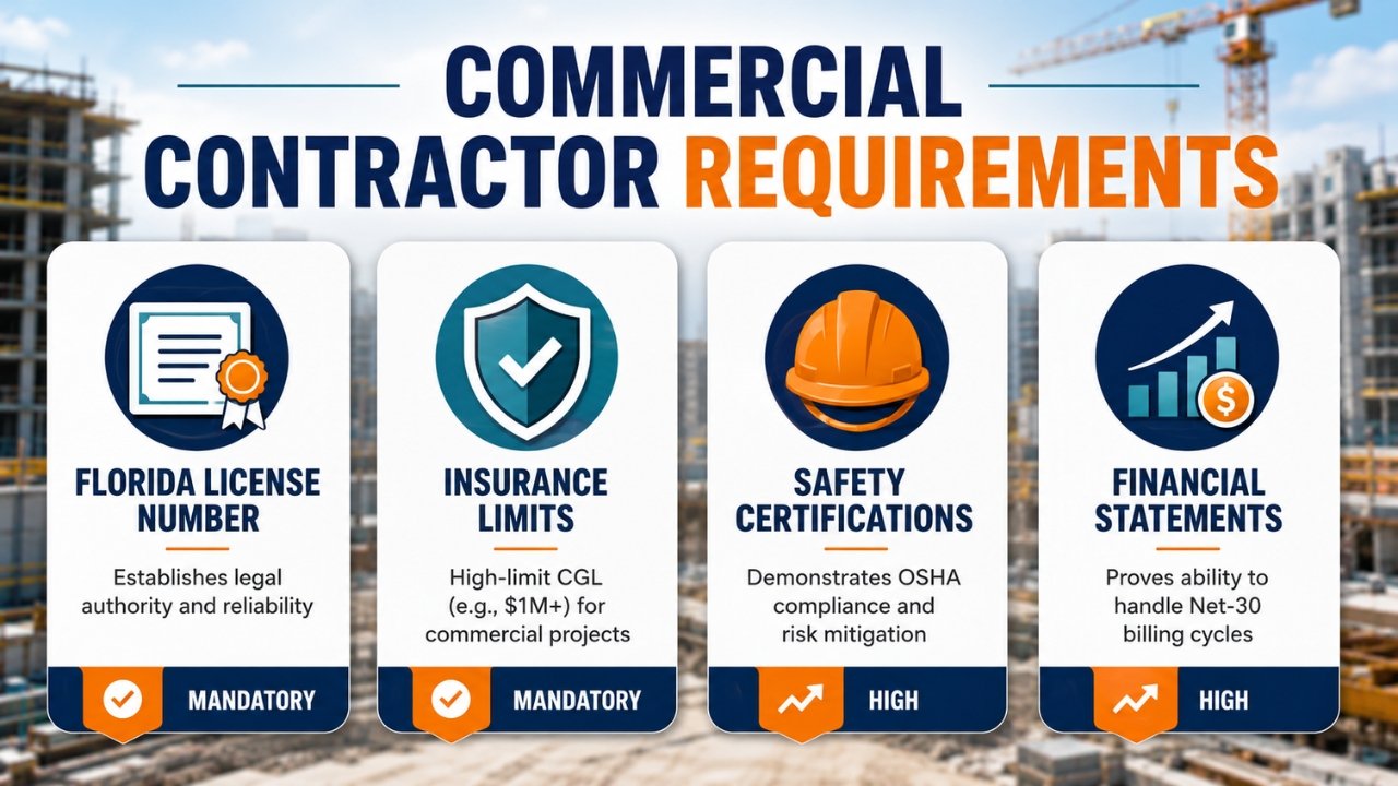 Commercial contractor requirements checklist for construction businesses