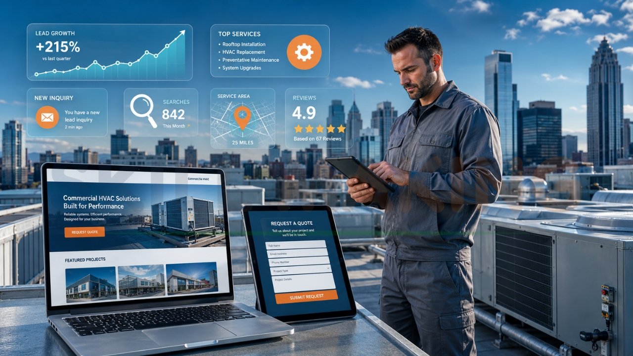 Commercial HVAC lead generation and marketing dashboard