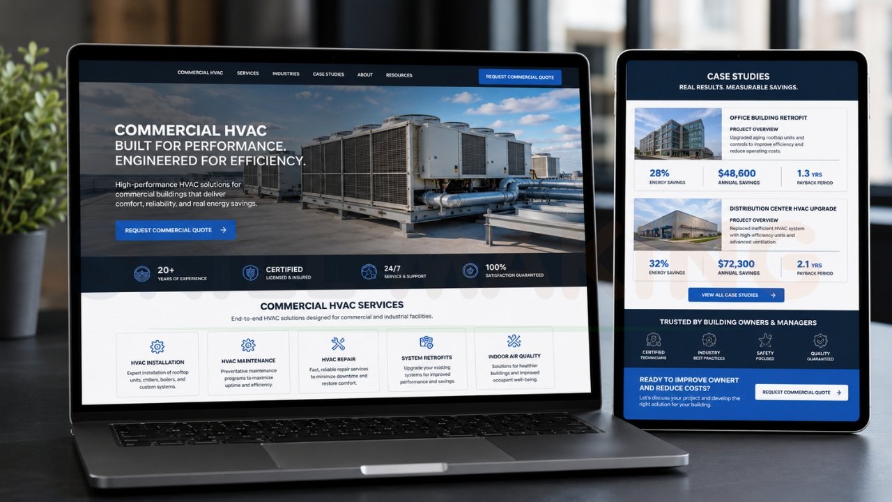 Commercial HVAC website design for lead generation