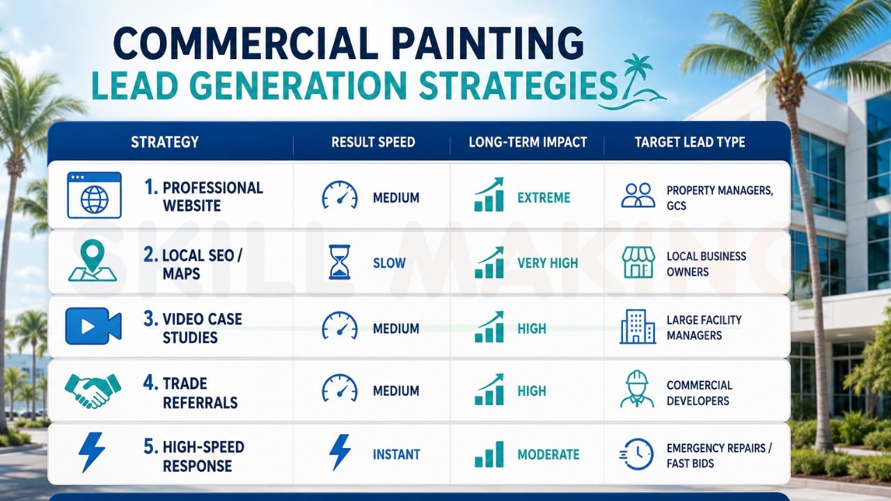 Commercial painting lead generation strategies infographic