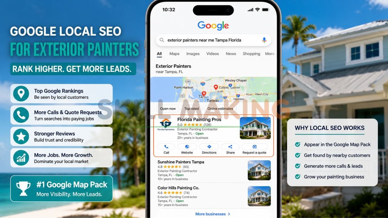 Google search results showing exterior painting contractor ranking high in Florida Map Pack
