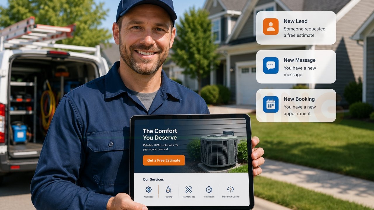 HVAC contractor generating leads through website marketing