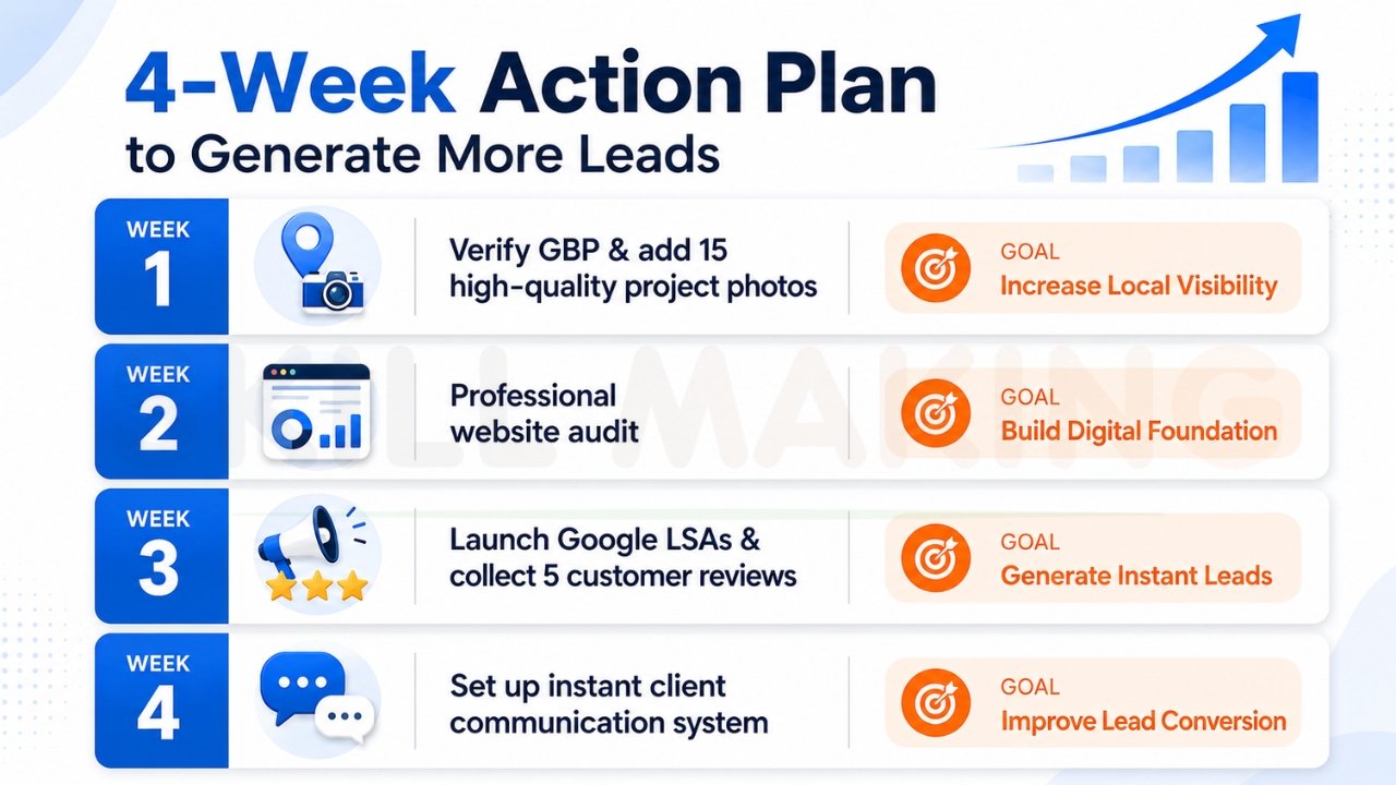 4-week HVAC lead generation action plan infographic