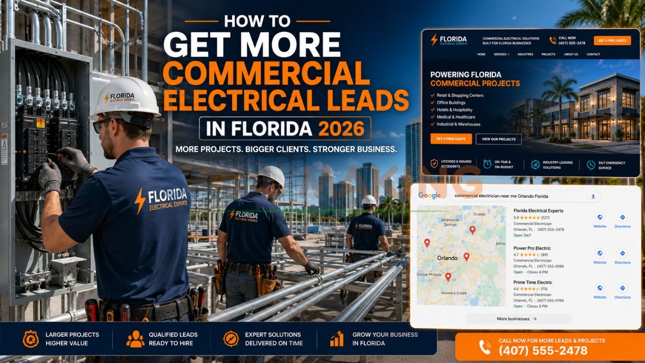 Professional commercial electrical contractor team on large Florida construction site with modern buildings