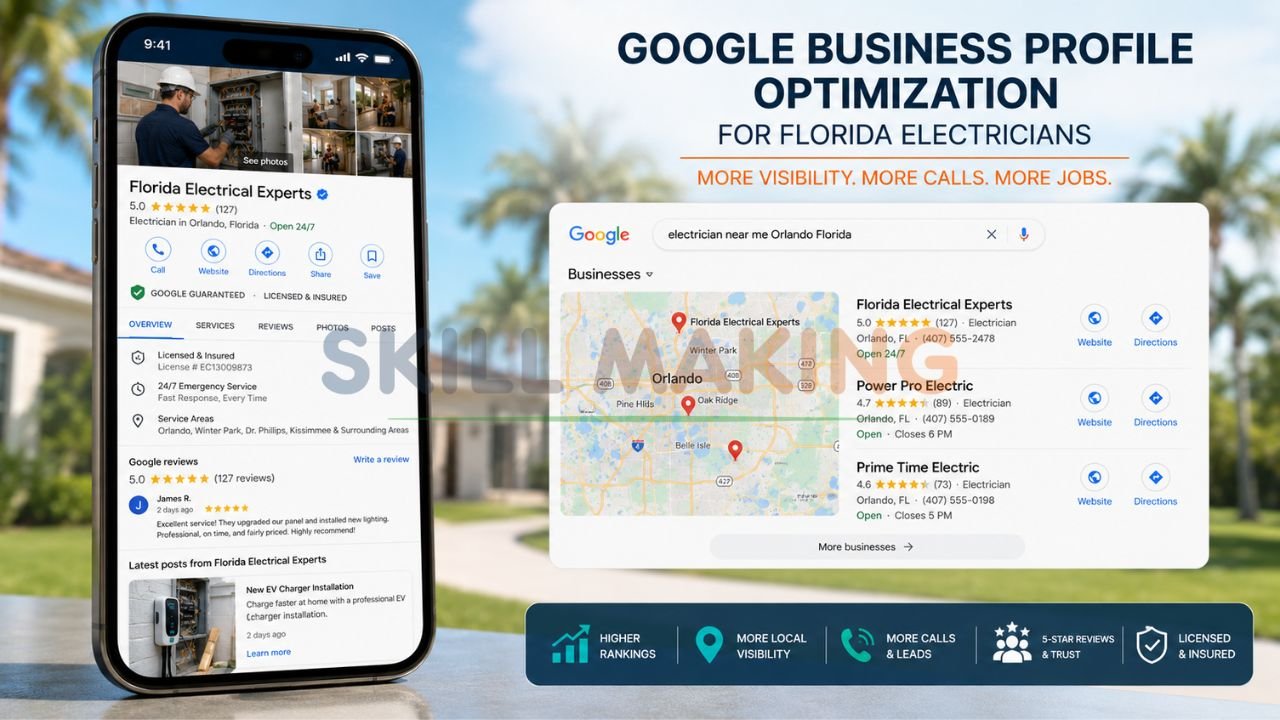 Optimized Google Business Profile and Map Pack for electrical contractor in Florida