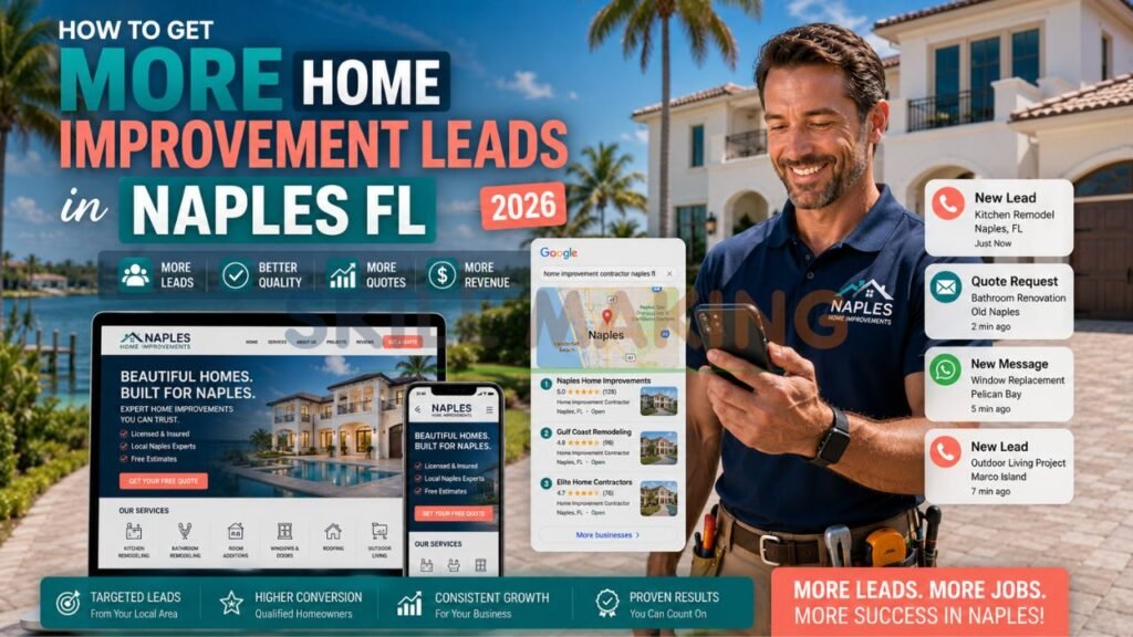 Professional home improvement contractor in Naples FL receiving qualified leads with luxury coastal home background