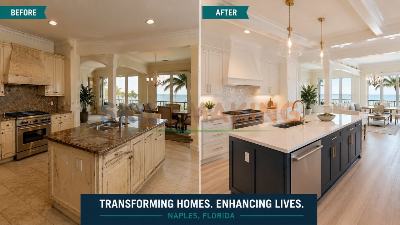 Before and after luxury home renovation project in Naples Florida by professional contractor