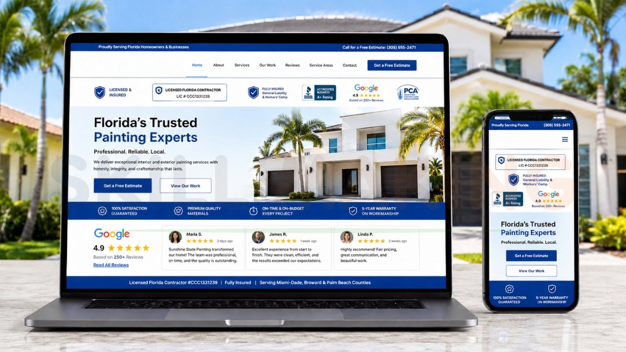 Professional painting contractor website on desktop and mobile