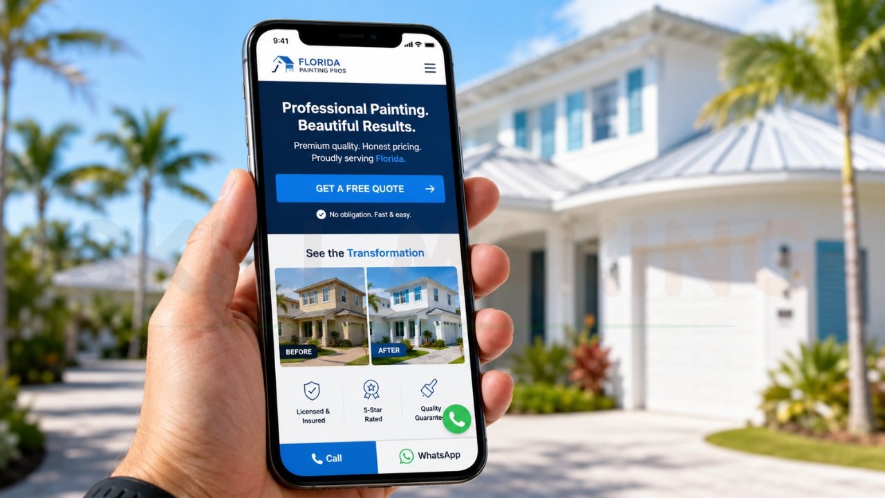 Mobile painting contractor website with quote form