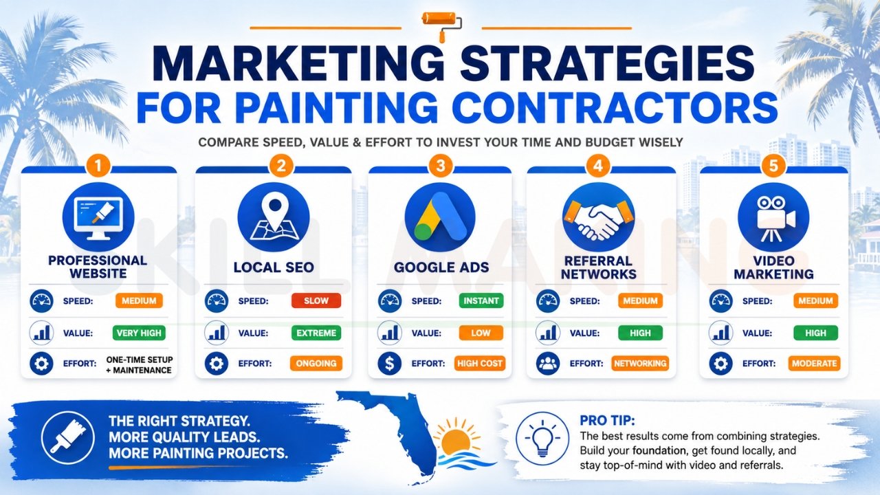 Painting contractor marketing strategies infographic