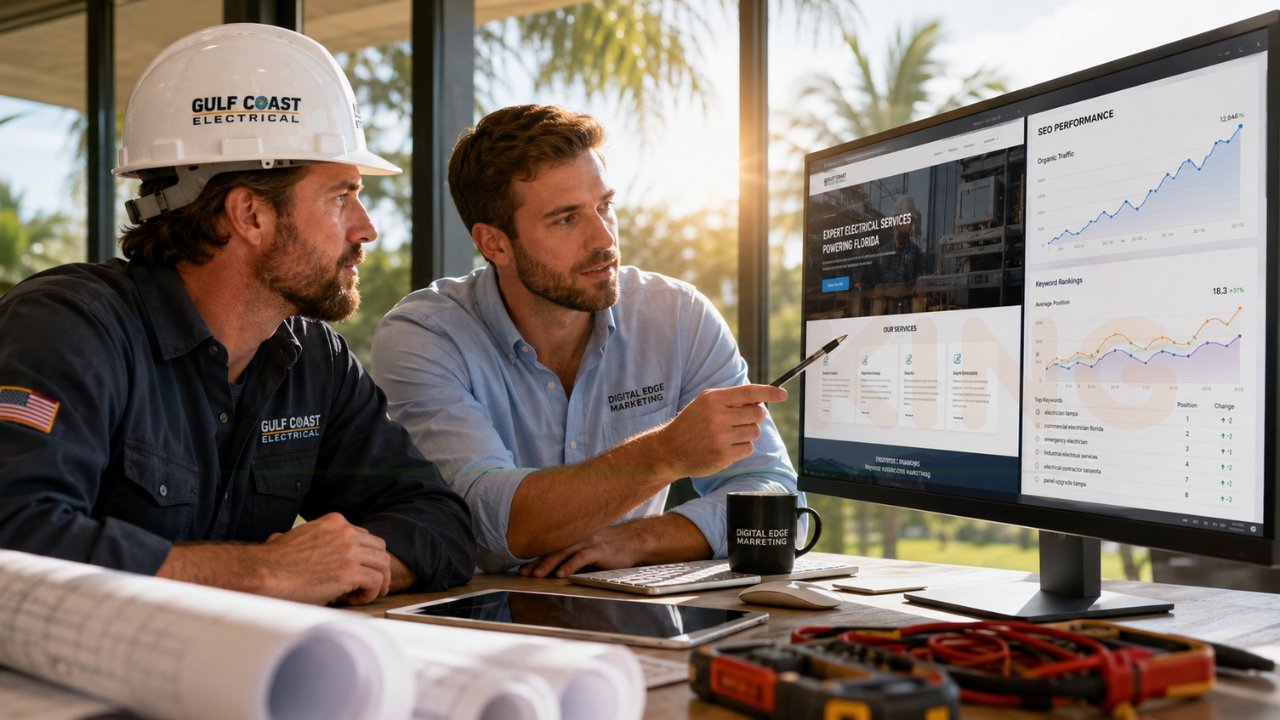 Electrical contractor SEO and marketing strategy meeting