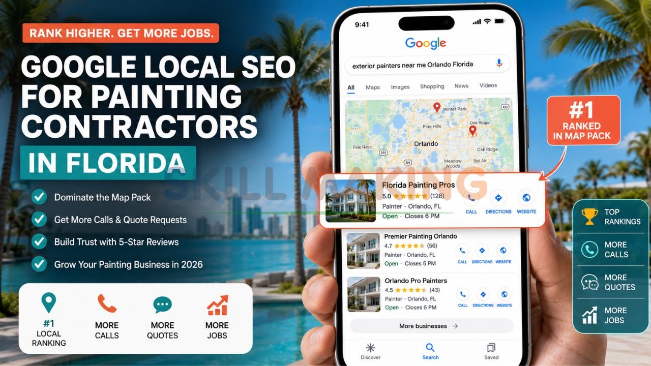 Google search results showing painting contractor ranking in Florida Map Pack