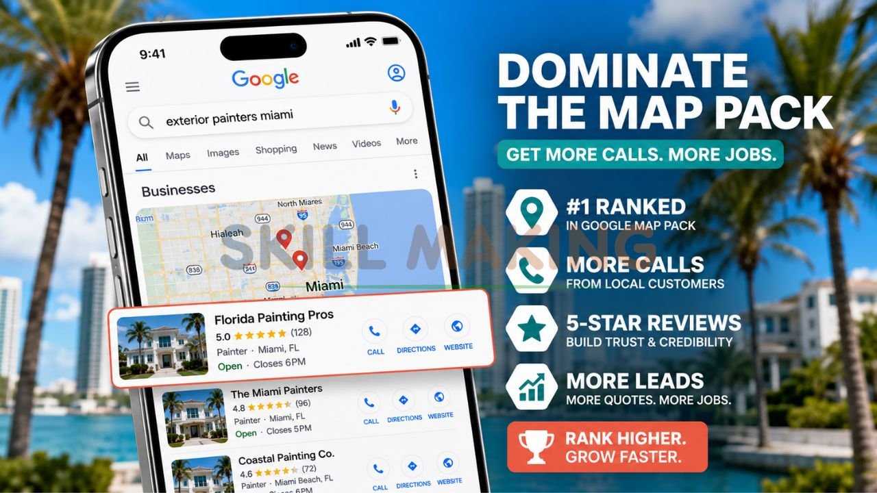 Google search results showing painting contractor ranking in Florida Map Pack