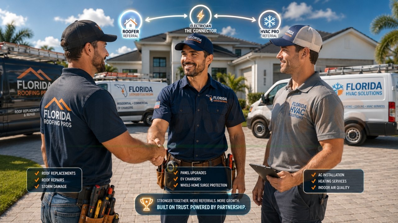 Electrician partnership marketing with roofing and HVAC companies