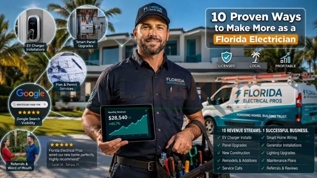 Florida electrician increasing revenue through EV charger installation smart panel upgrades Google visibility referrals and electrical service upgrades