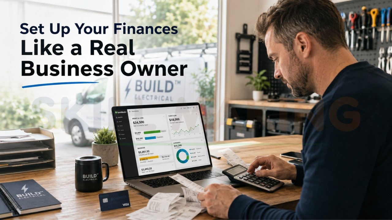 Electrical business owner managing finances
