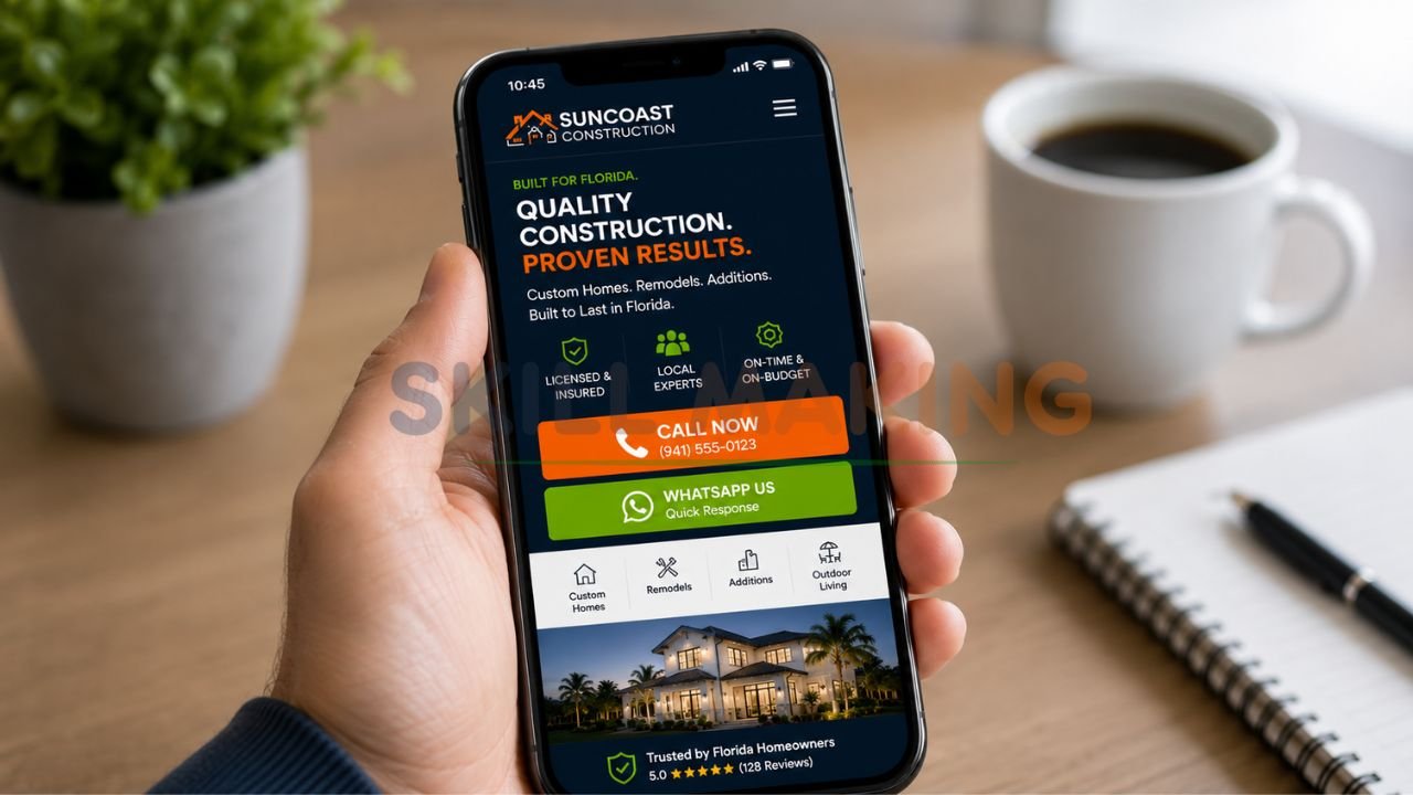 Mobile website showing large easy-to-tap buttons and clear navigation for businesses