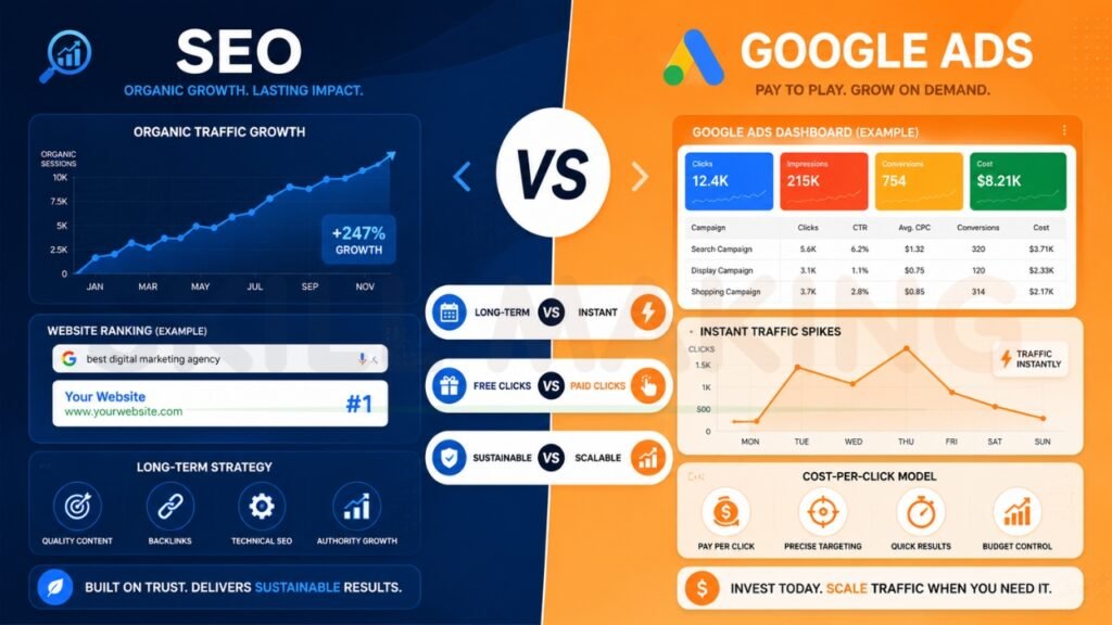 SEO And Google Ads Difference