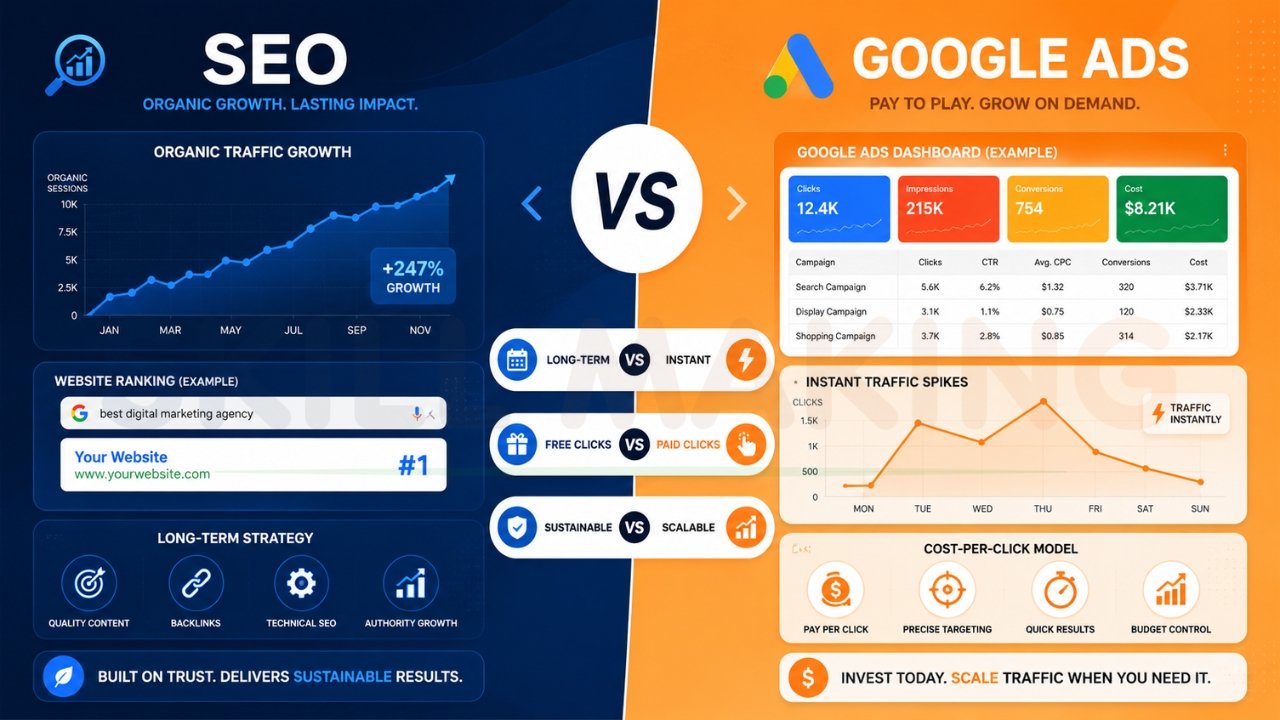 SEO And Google Ads Difference