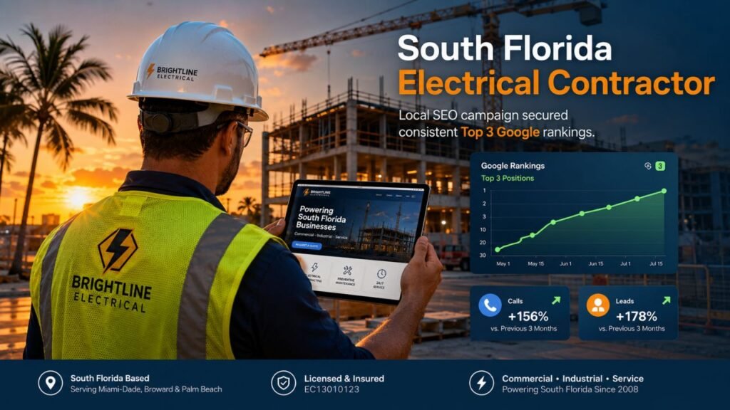 South Florida electrical contractor using local SEO services to improve Google rankings and generate more leads