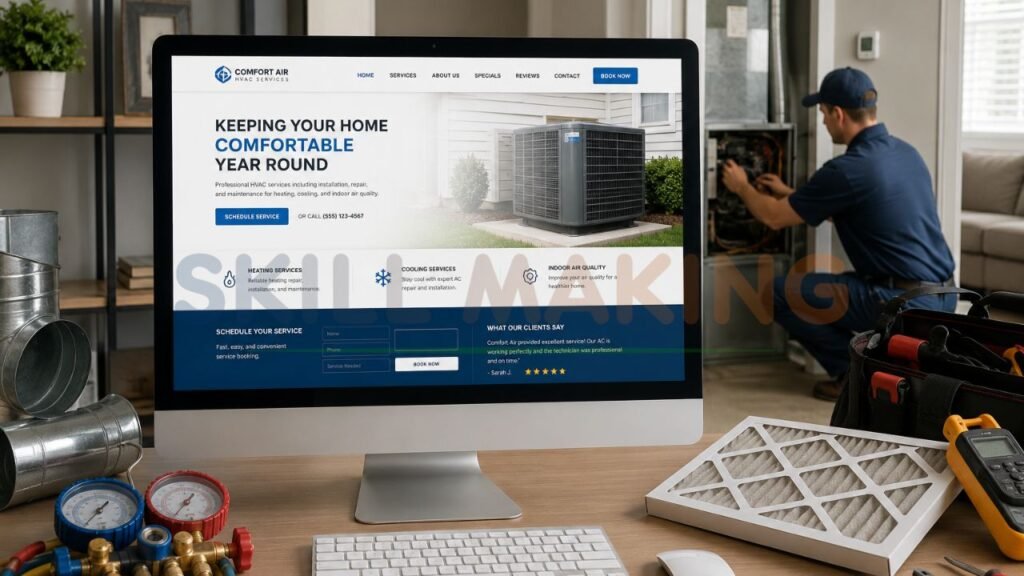 modern HVAC contractor website design for heating cooling and air conditioning service companies