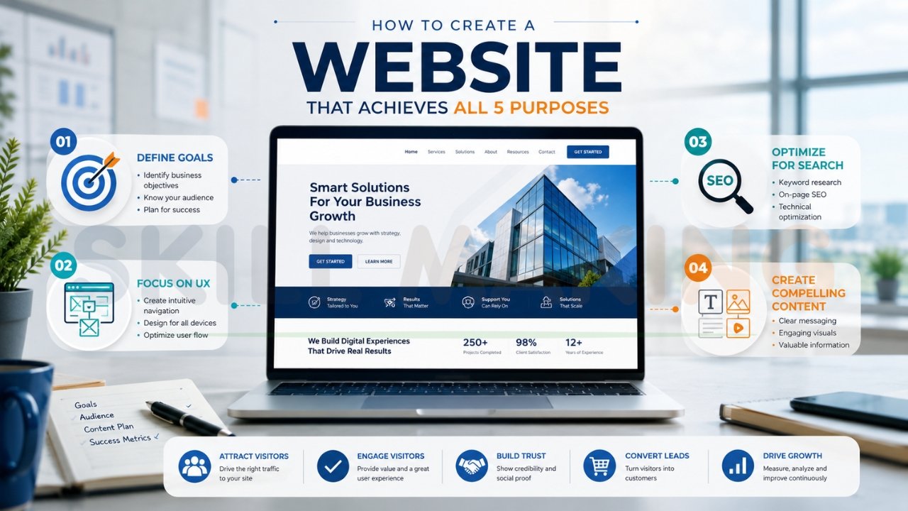 Guide showing how to create a website that achieves all five business purposes