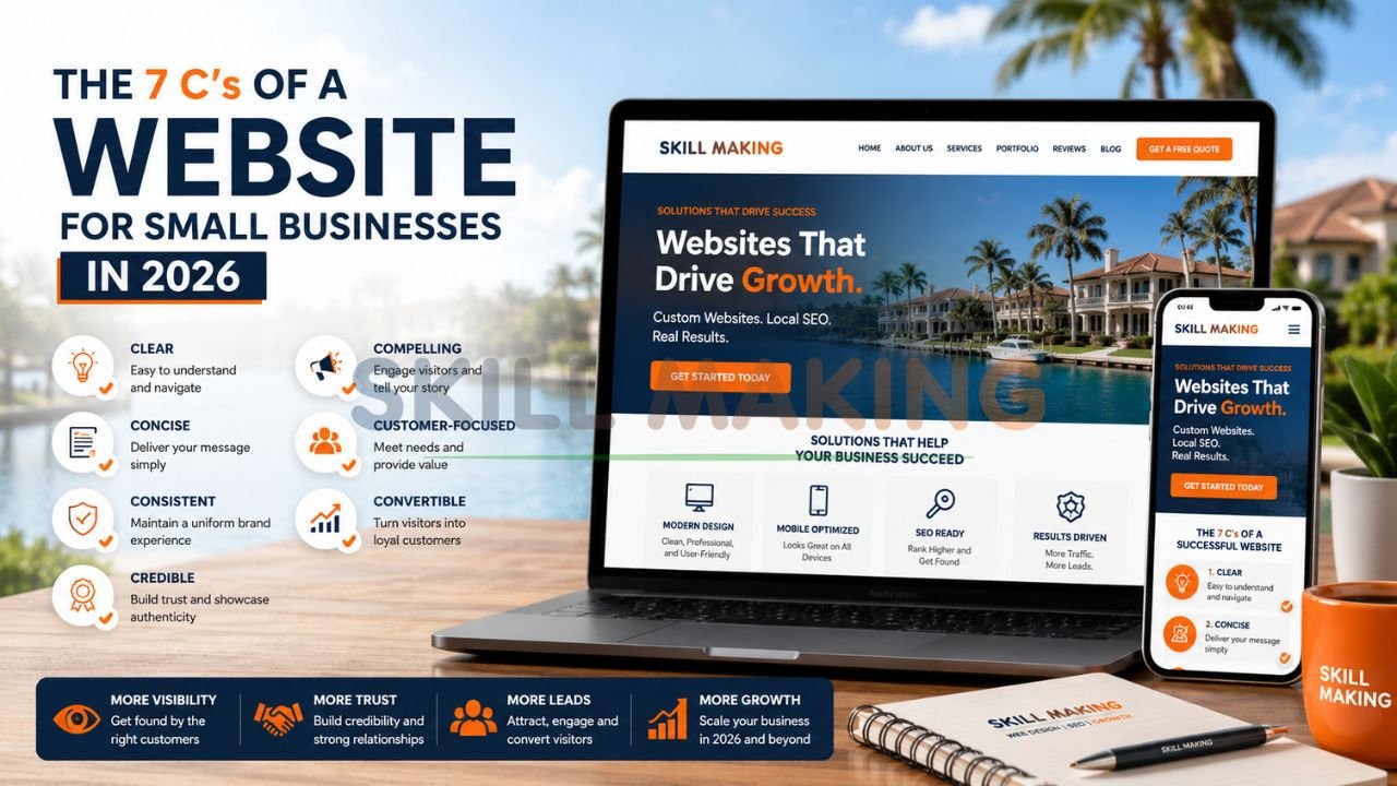 Modern professional website showcasing the 7 C’s principles for small business success