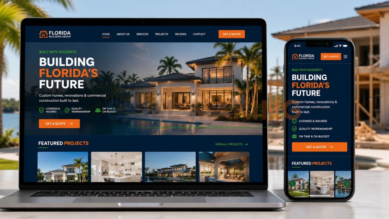 Professional responsive website redesign shown perfectly on mobile and desktop