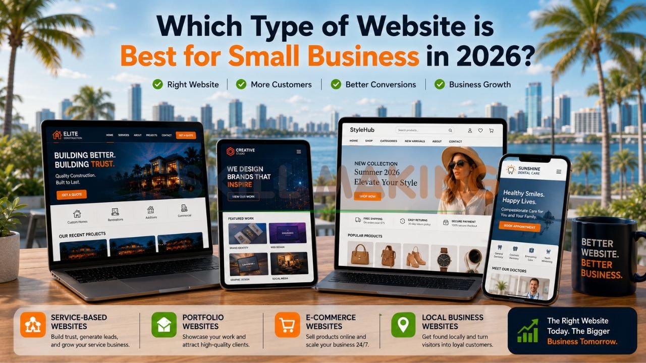 Multiple types of professional websites for small businesses displayed on devices