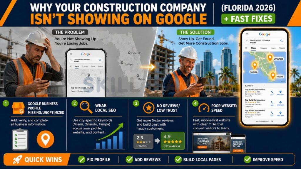 Local SEO infographic for construction companies struggling with Google visibility