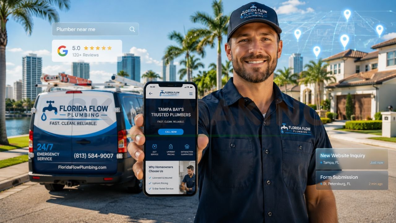 Florida plumbing contractor using professional website and local SEO to generate leads and online service inquiries